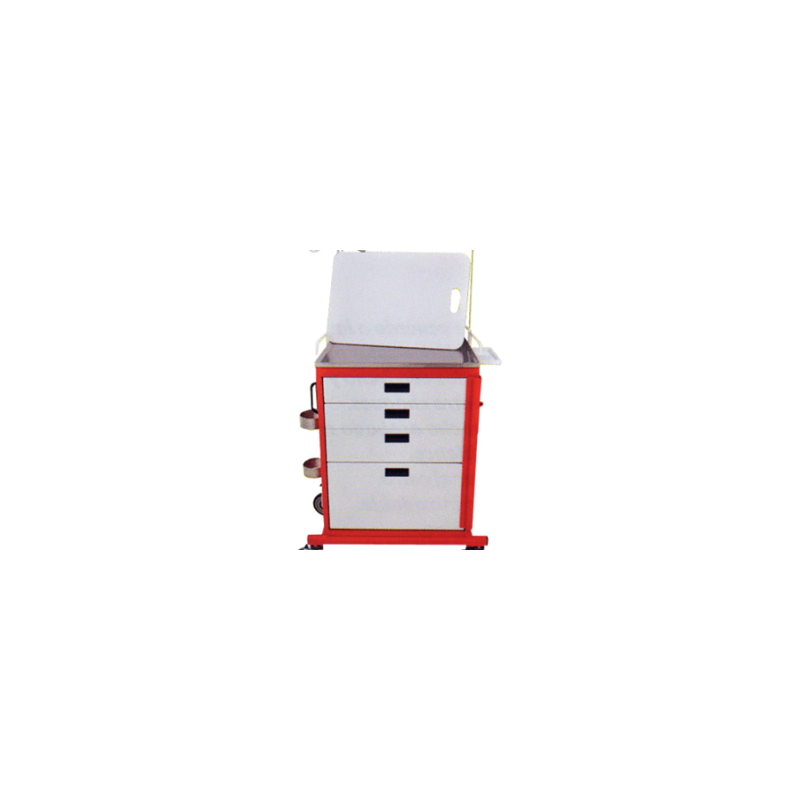 CARRO PARA EMERGENCIAS DE 4 CAJONES NUEVO (CAJONES ESMALTADOS EN BLANCO Y CUERPO ROJO) – CREM4N