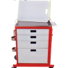 CARRO PARA EMERGENCIAS DE 4 CAJONES NUEVO (CAJONES ESMALTADOS EN BLANCO Y CUERPO ROJO) – CREM4N