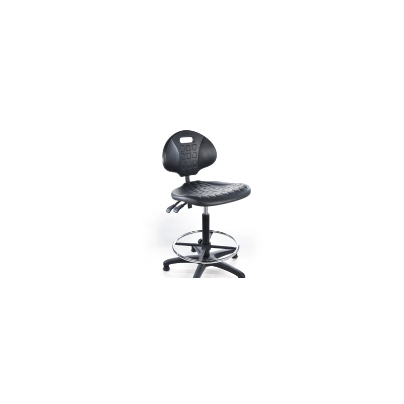 BANCO NEGRO LAB ALTO POLIURETANO CON RESPALDO Y DESCANAPIES – BNLB